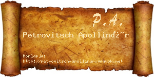 Petrovitsch Apollinár névjegykártya